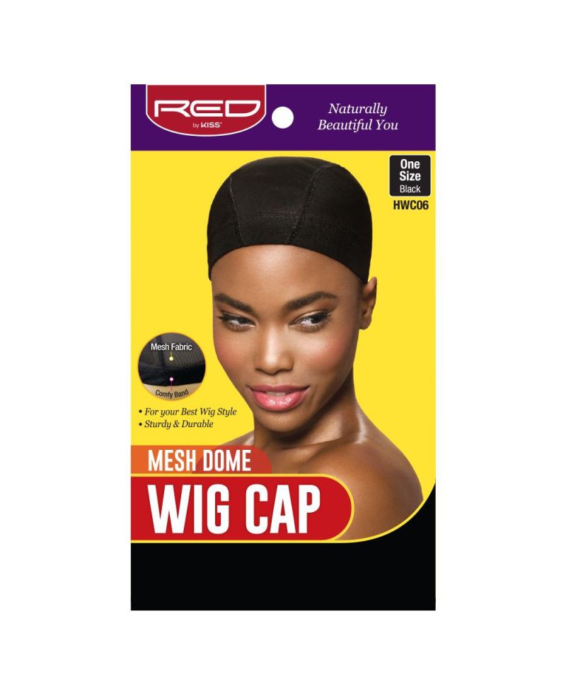 RED Mesh dome wig cap