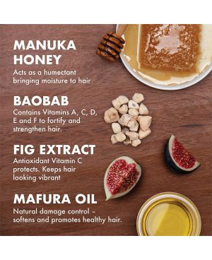 Shea Moisture Manuka-Honig und Mafura-Öl spenden intensive Feuchtigkeit, Feigenextrakt und Baobaböl-Conditioner