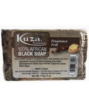Kuza 100 % afrikanische schwarze Seife, parfümfrei, 114 g