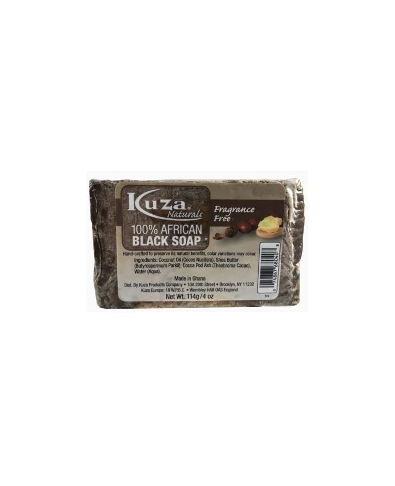 Kuza 100 % afrikanische schwarze Seife, parfümfrei, 114 g