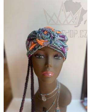Stylový barevný africký turban - letní pokrývka hlavy