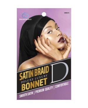 Dream World Braid Bonnet Satin Black