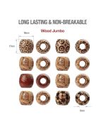 RED Wood Jumbo hair beads - Leopard 12 pcs