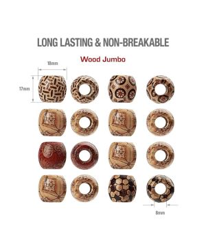 RED Wood Jumbo hair beads - Leopard 12 pcs