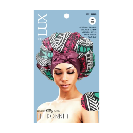 Qfitt Luxury Silky Satin Tie Bonnet Aztec